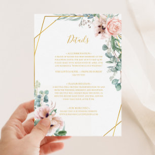 Elegant Blush Floral   Details Enclosure Card Informatiekaartje