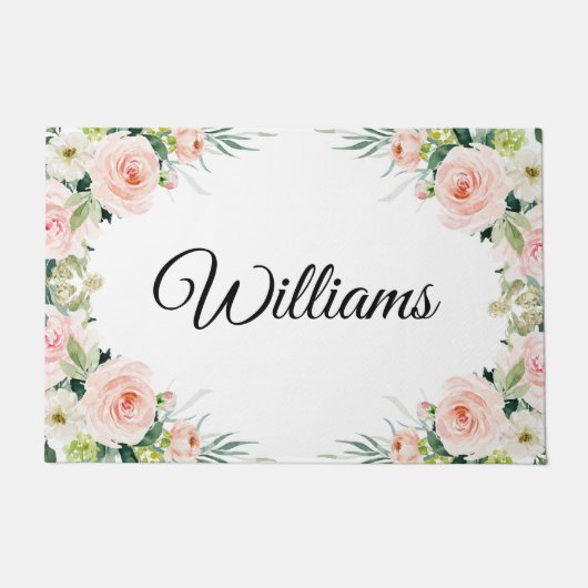 elegant blush floral doormat deurmat (Voorkant)