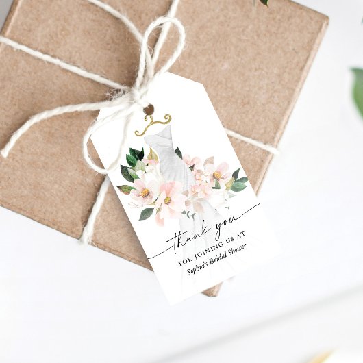 Elegant Blush Floral Dress Vrijgezellenfeest Favor Cadeaulabel