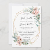 Elegant Blush Floral Eucalyptus Geometric Gold Kaart (Voorkant)