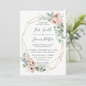 Elegant Blush Floral Eucalyptus Geometric Gold Kaart (Staand voorkant)