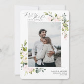 Elegant Blush Floral & Eucalyptus Wedding Save The Date (Voorkant)