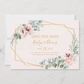 Elegant Blush Floral | Fotopasta Horizontal Sav Save The Date (Voorkant)