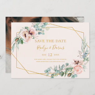 Elegant Blush Floral   Fotopasta Horizontal Sav Save The Date