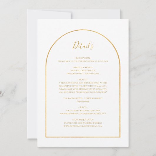 Elegant Blush Floral Garden | Alles in één bruilof Kaart (Achterkant)