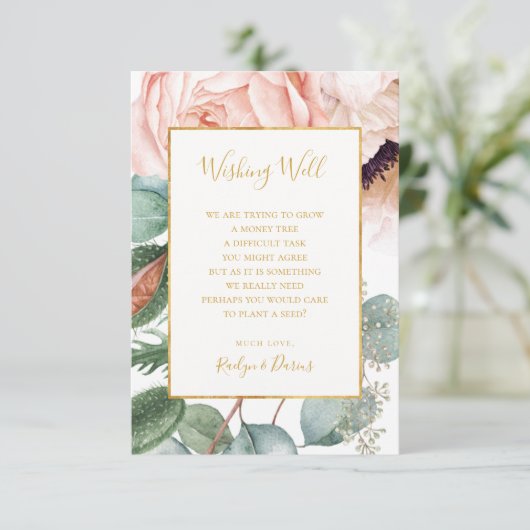 Elegant Blush Floral Garden | Bendemisch goed Informatiekaartje (Staand voorkant)
