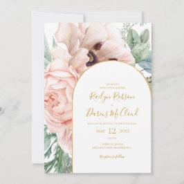 Elegant Blush Floral Garden | Casual huwelijk Kaart