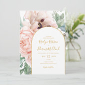 Elegant Blush Floral Garden | Casual huwelijk Kaart (Staand voorkant)