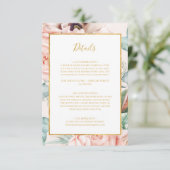 Elegant Blush Floral Garden | Details van pasta Informatiekaartje (Staand voorkant)
