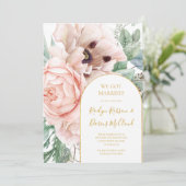 Elegant Blush Floral Garden Elopement Aankondiging (Staand voorkant)