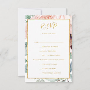 Elegant Blush Floral Garden Menu Keuze RSVP-kaart