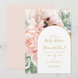 Elegant Blush Floral Garden Pastel Casual bruiloft Kaart