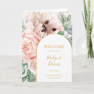 Elegant Blush Floral Garden Pastel Folded Wedding Programma