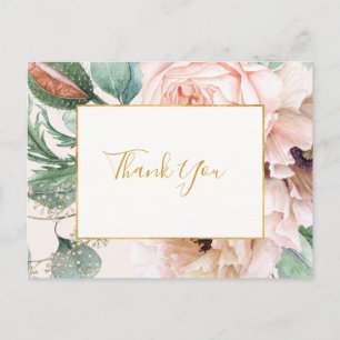Elegant Blush Floral Garden   Pastel Hartelijk dan Briefkaart