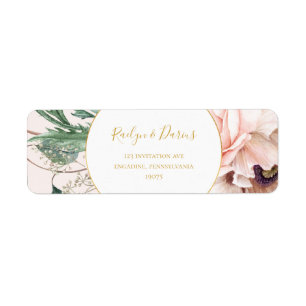 Elegant Blush Floral Garden Pastel Return Address Etiket