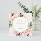 Elegant Blush Floral Garden Pastel Square Weddensc Kaart (Staand voorkant)