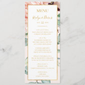 Elegant Blush Floral Garden Pastel Weddenschap Menu (Voorkant)