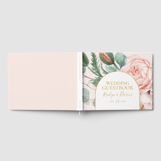 Elegant Blush Floral Garden | Pastel Wedding Gastenboek (Volledig)