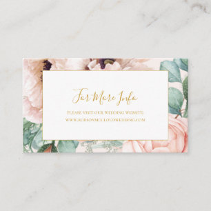 Elegant Blush Floral Garden   Pastel Wedding Informatiekaartje