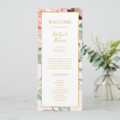 Elegant Blush Floral Garden | Pastel Wedding Programmakaart (Staand voorkant)