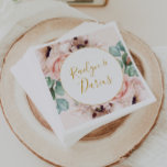 Elegant Blush Floral Garden | Pastel Wedding Servet<br><div class="desc">Deze elegante bloesvogel | pastelbruiloft luiers zijn perfect voor je boho, roze lente botanische bruiloft. Het ontwerp is voorzien van een lijst met goudfolie dat vergezeld gaat van een eenvoudig waterverf perzikchampagne-roos, een minimalistische groene eucalyptusgroen en een moderne, unieke, neutrale, wilde koraalpapaverbloem. Het ontwerp is een luxe, ideaal voor een...</div>