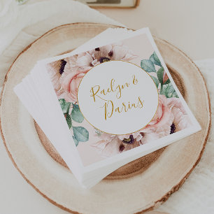 Elegant Blush Floral Garden   Pastel Wedding Servet