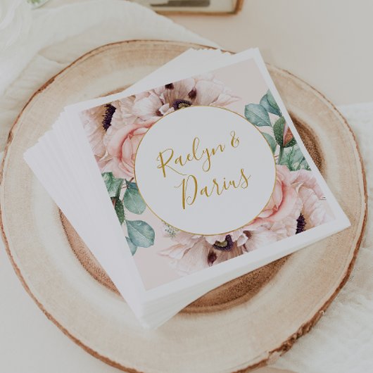 Elegant Blush Floral Garden | Pastel Wedding Servet