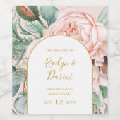 Elegant Blush Floral Garden | Pastel Wedding Wijn Etiket (Enkel label)