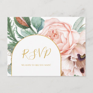 Elegant Blush Floral Garden   Song Request RSVP Briefkaart