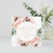 Elegant Blush Floral Garden | Square Wedding Kaart (Staand voorkant)