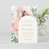 Elegant Blush Floral Garden | Traditioneel huwelij Kaart (Staand voorkant)