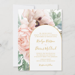 Elegant Blush Floral Garden | Traditioneel huwelij Kaart