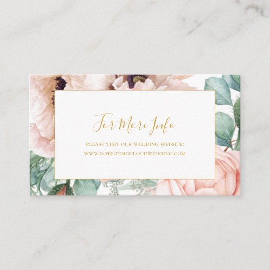 Elegant Blush Floral Garden | Weddenschap Informatiekaartje (Voorkant)