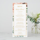 Elegant Blush Floral Garden | Weddenschap Menu (Staand voorkant)