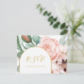 Elegant Blush Floral Garden | Weddenschap RSVP Briefkaart (Staand voorkant)