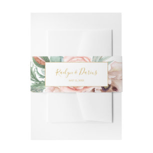 Elegant Blush Floral Garden   Weddenschap Uitnodigingen Wikkel