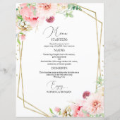 Elegant Blush Floral Geometric Budget Wedding Menu (Voorkant)