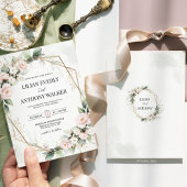 Elegant Blush Floral Geometric Wedding Uitnodiging