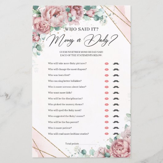 Elegant blush floral gold greenery mammie of papa (Voorkant)