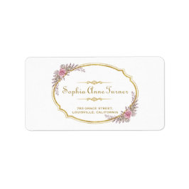 Elegant Blush Floral Gold Lijst Wedding Etiket