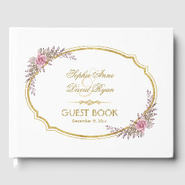 Elegant Blush Floral Gold Lijst Wedding Gastenboek