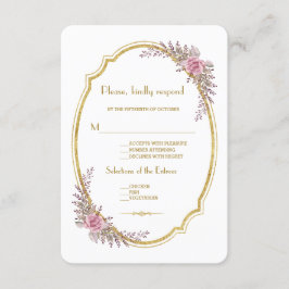 Elegant Blush Floral Gold Lijst Wedding RSVP