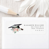 Elegant Blush Floral Graduation Hat Address Label (Insitu)