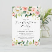 Elegant Blush Floral Graduation Party Kaart (Staand voorkant)