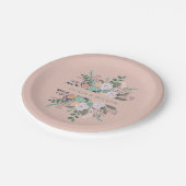 Elegant blush floral greenery bruiloft papieren bordje (Gekanteld)