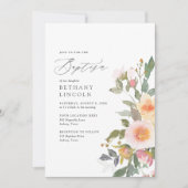 Elegant Blush Floral Greenery Girl Baptisme Kaart (Voorkant)