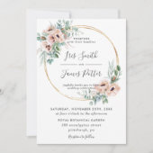 Elegant Blush Floral Greenery Gold Lijst Wedding Kaart (Voorkant)