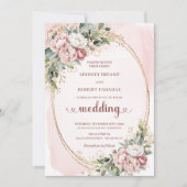 Elegant Blush Floral Greenery Rose Gold Wedding  Kaart (Voorkant)