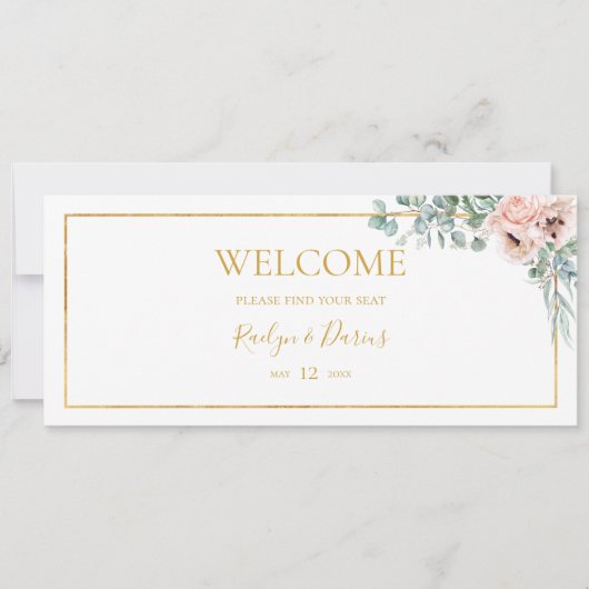 Elegant Blush Floral Hanging Seating Chart Header (Voorkant)