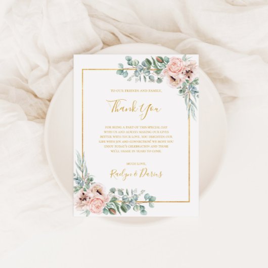 Elegant Blush Floral | Hartelijk dank Briefkaart